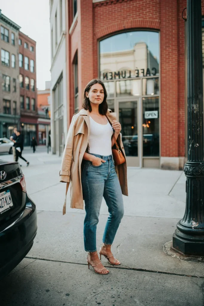 Elegant Jeans Outfits 2026 High-Waisted Mom Jeans with Bodysuit