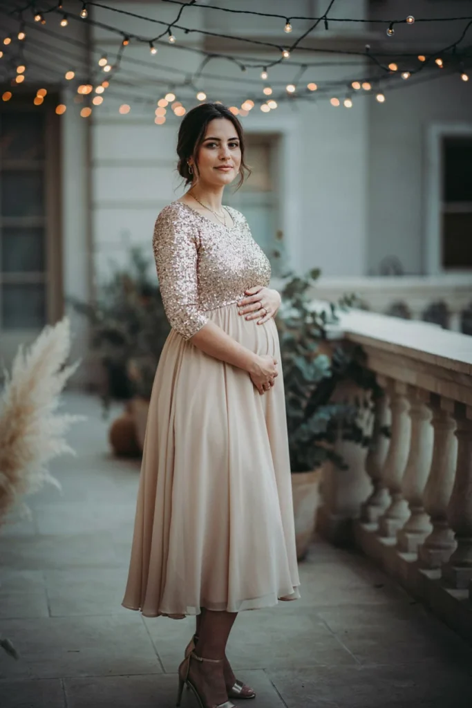 Holiday Sequin Dress for Maternity
