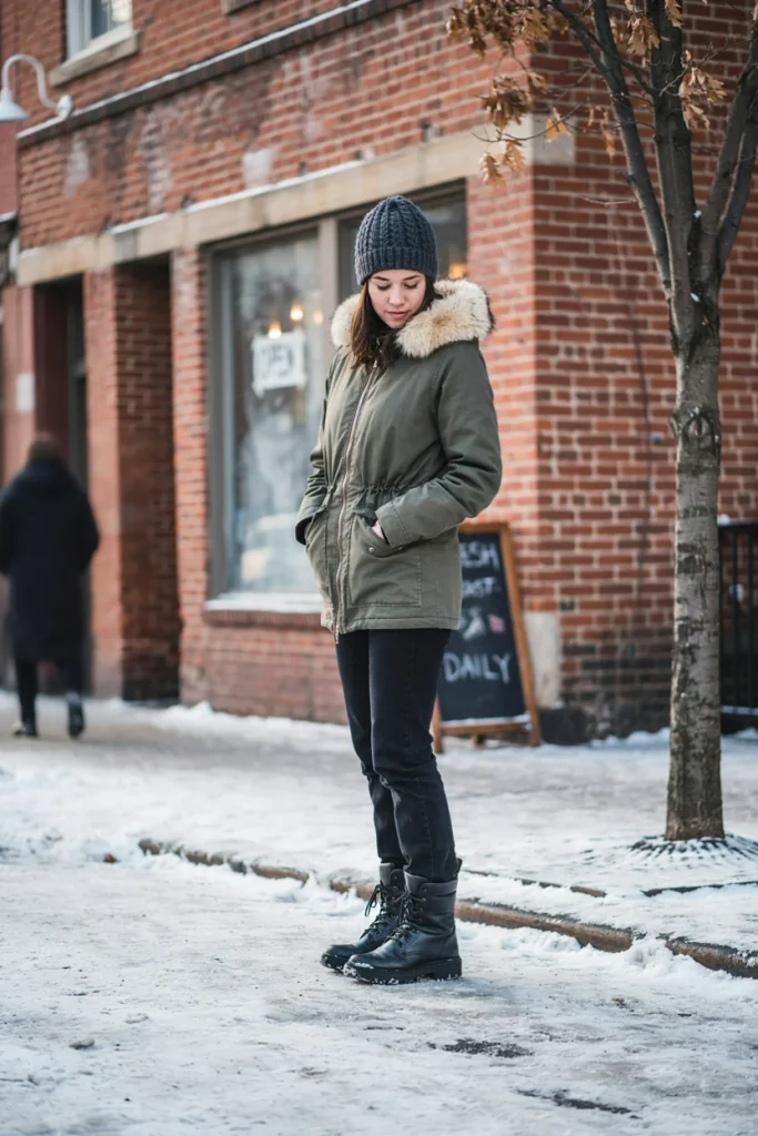 Hooded Parka with Knit Beanie