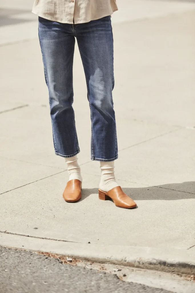 Jeans with Ankle Socks and Mules