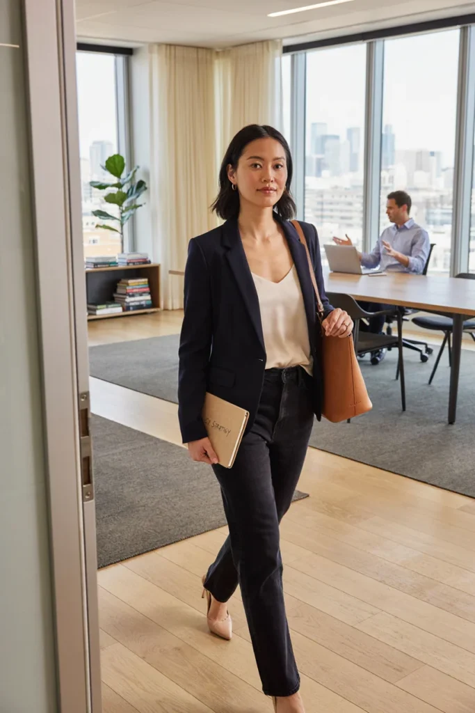 Jeans with Blazer and Heels for Office