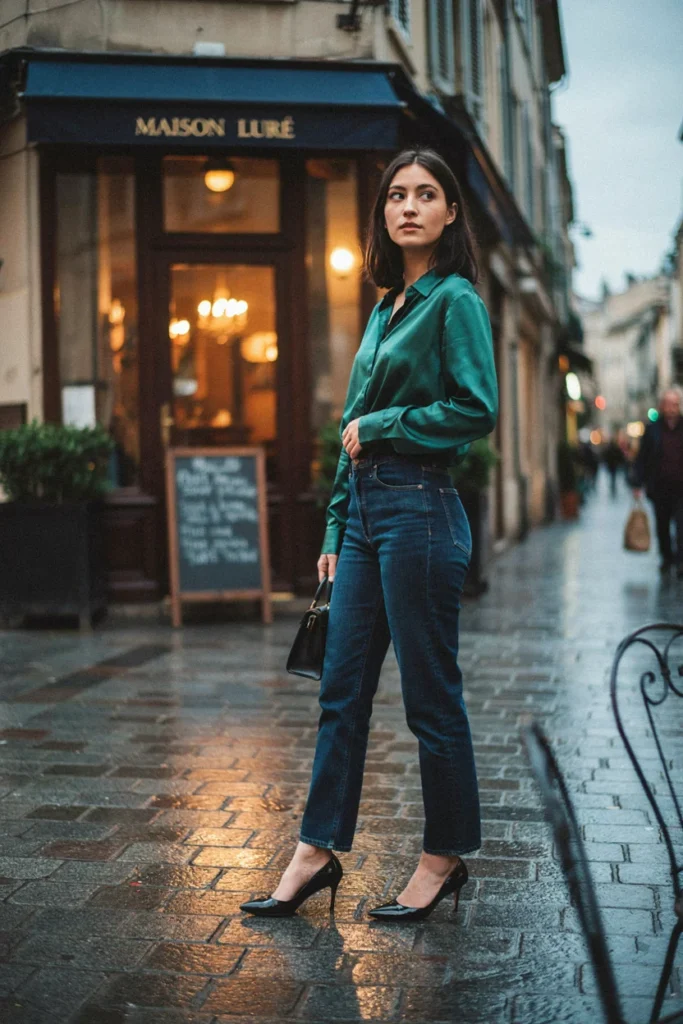 Jeans with Blouse and Heels