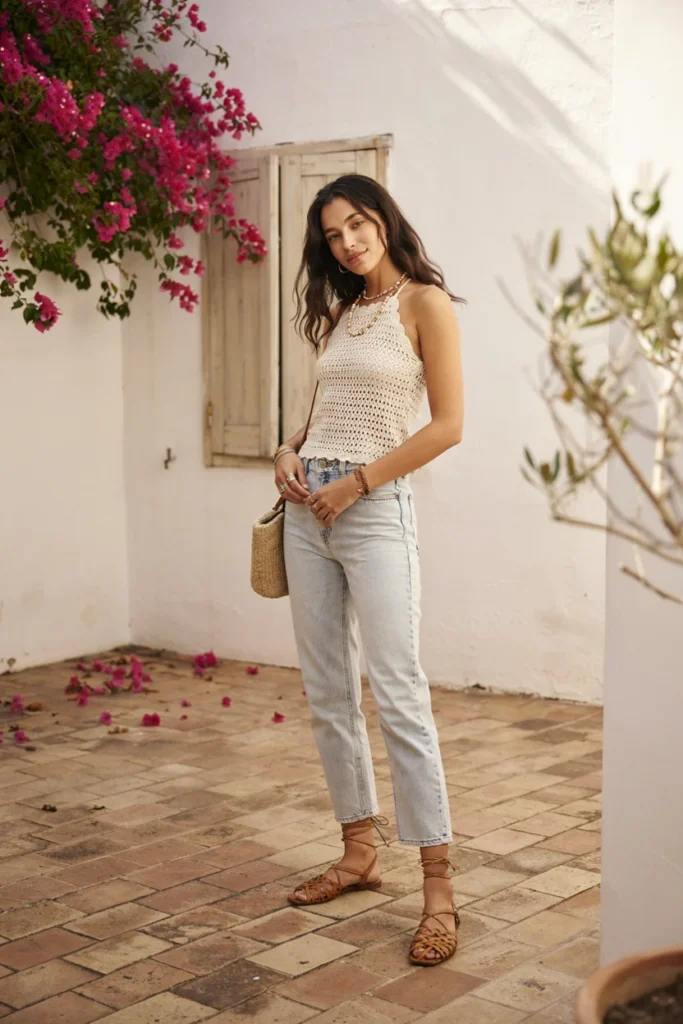 Jeans with Crochet Top