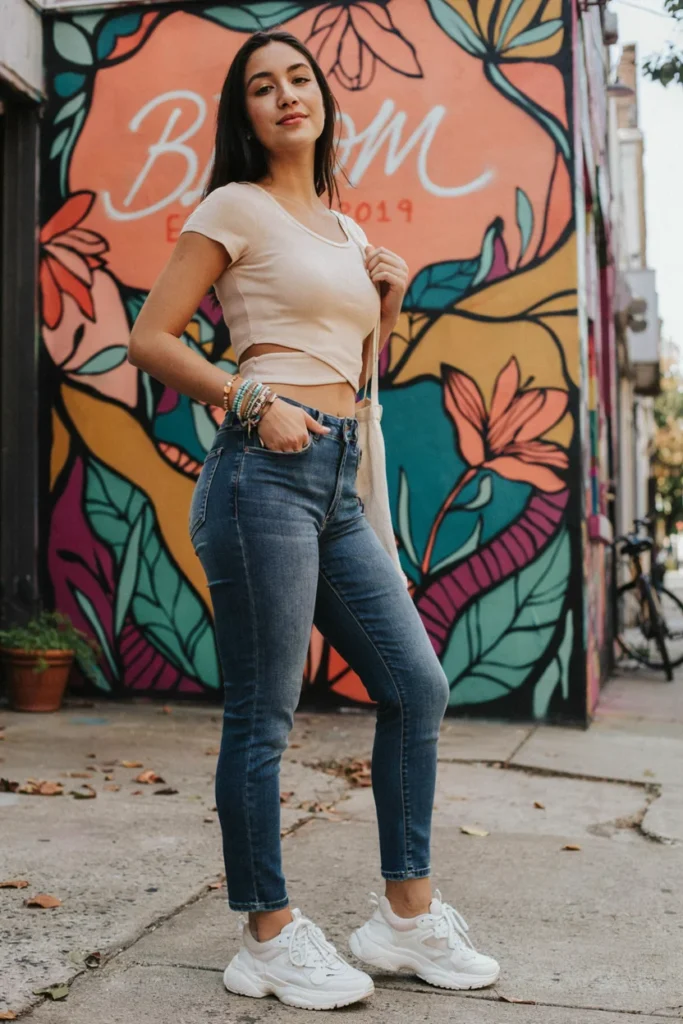 Jeans with Cutout Top