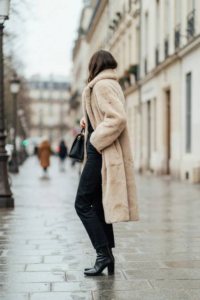 Jeans with Faux Fur Coat