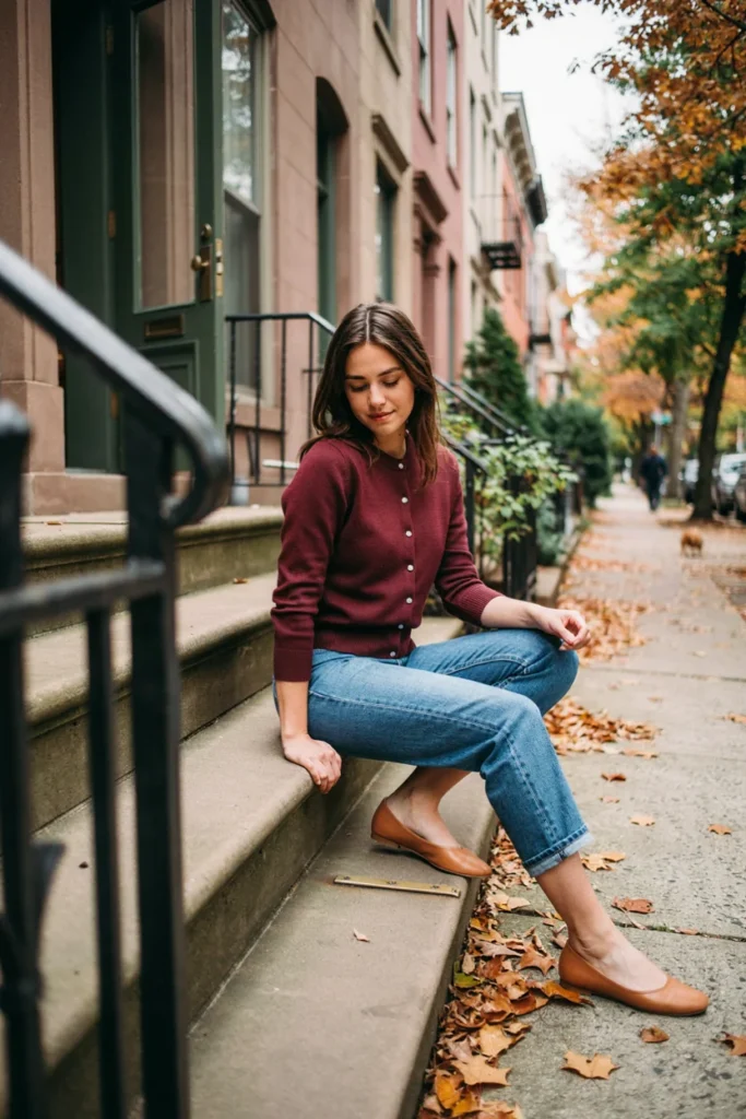  Jeans with Fitted Cardigan