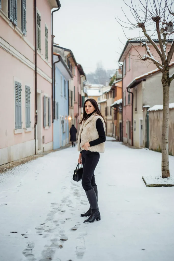 Jeans with Fur Vest