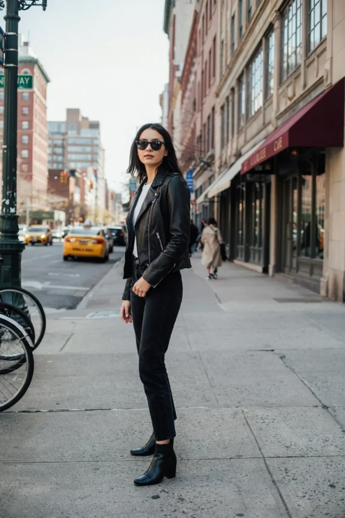 Jeans with Leather Jacket
