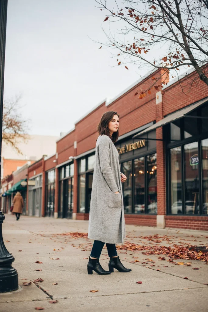Jeans with Long Cardigan Duster