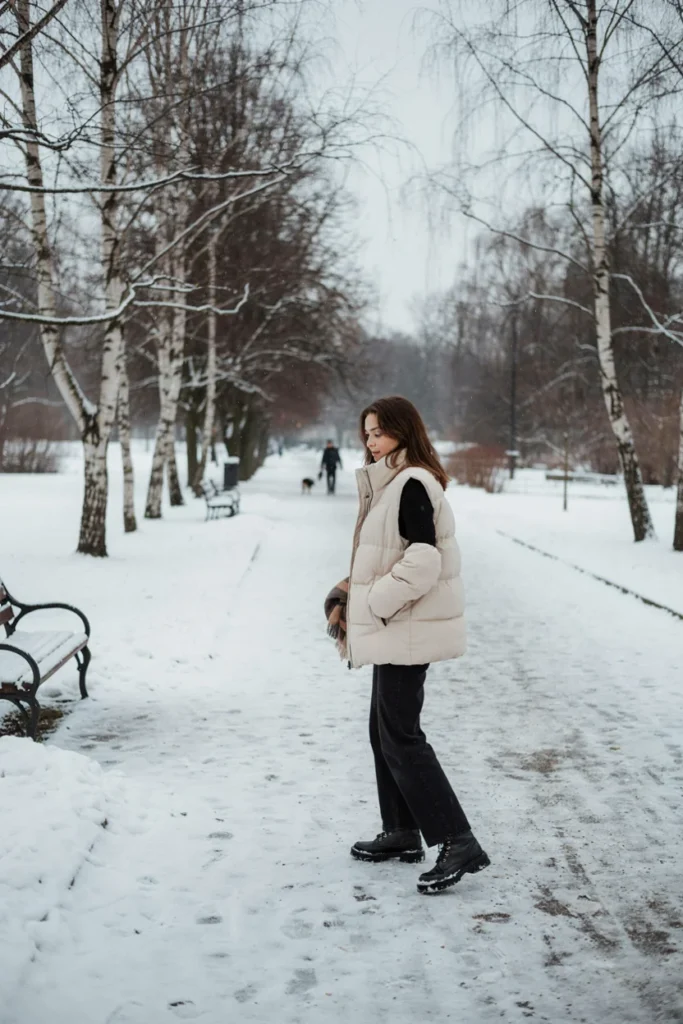 Jeans with Puffer Vest