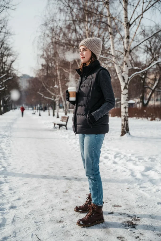  Jeans with Puffer Vest