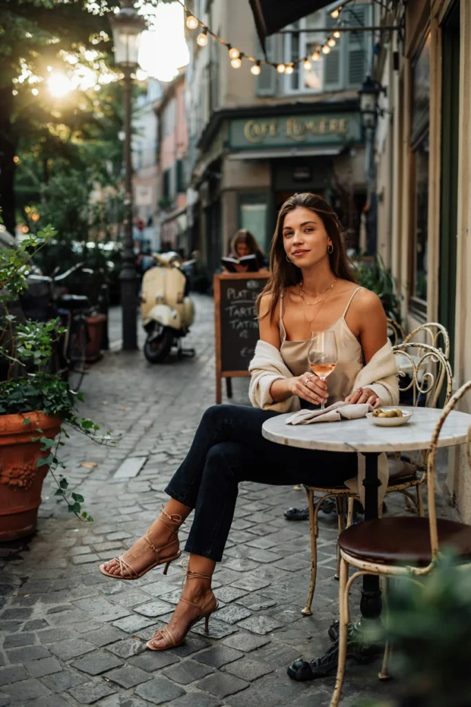 Jeans with Satin Camisole