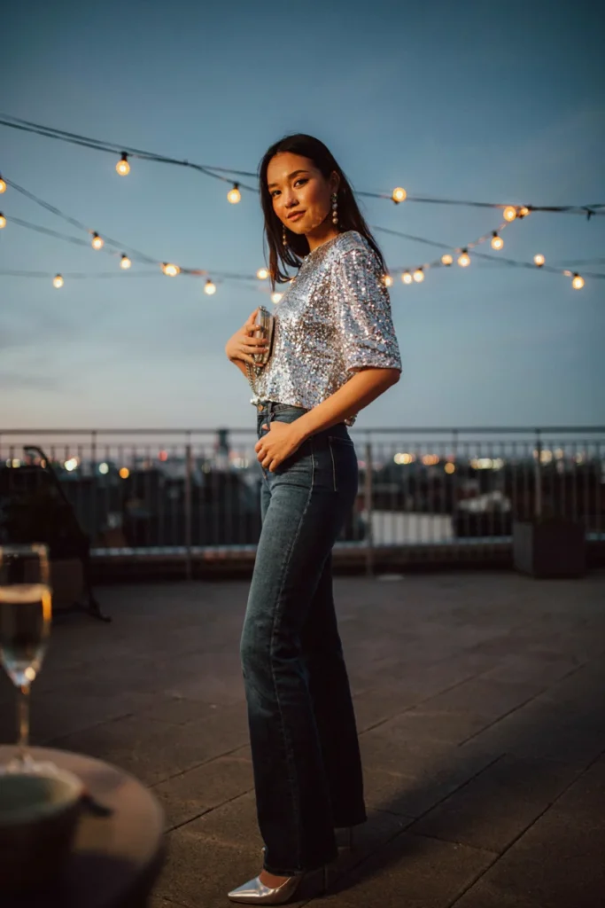 Jeans with Sequin Top