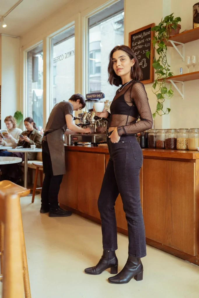 Jeans with Sheer Layered Top