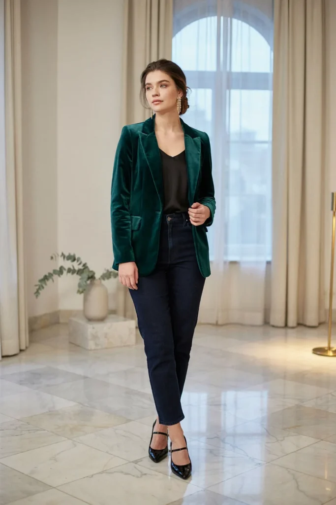 Jeans with Velvet Blazer