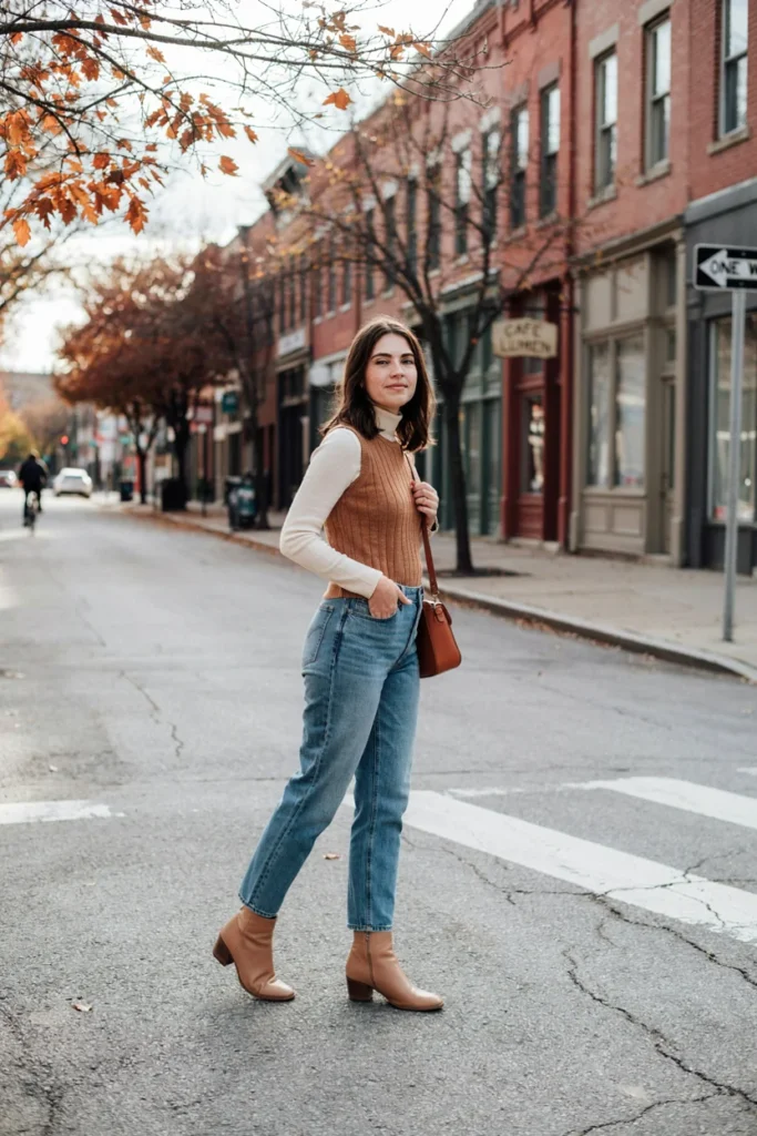 Jeans with Vest for Layered Look