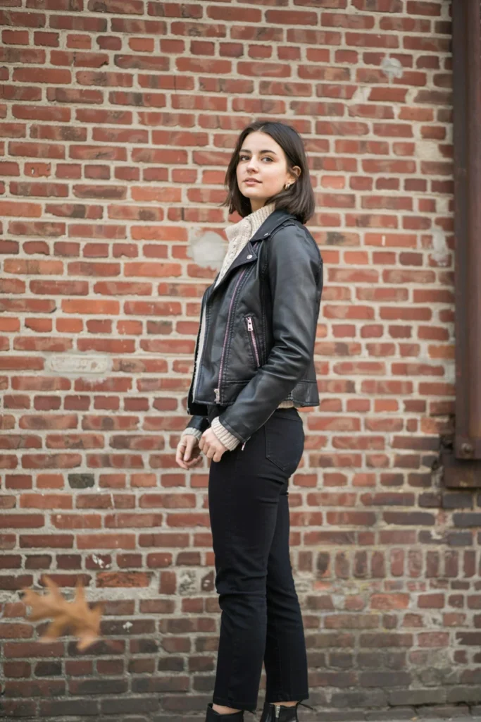 Leather Jacket Over Sweater