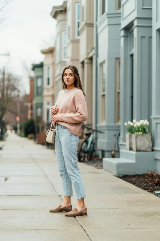 Light Knit Sweater with Cropped Jeans