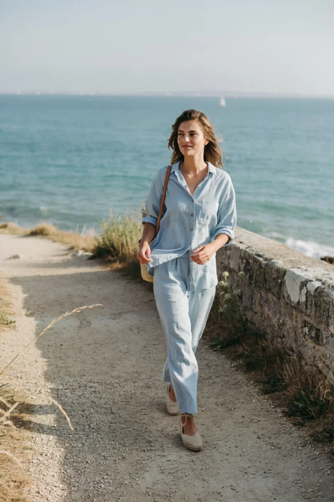 Linen Set with Espadrilles