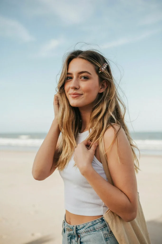 Loose Beachy Waves with Clip