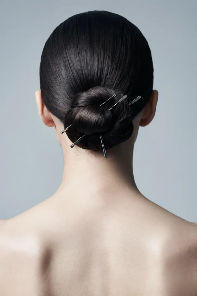 Low Bun with Bobby Pins