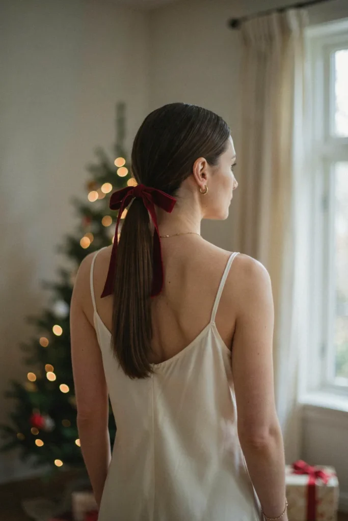 Low Ponytail with Ribbon