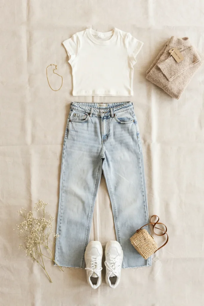 Low-Rise Jeans with Baby Tee