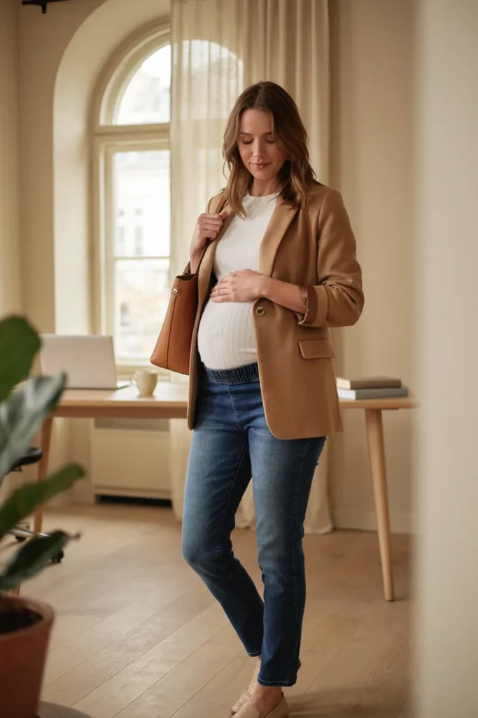 Maternity Jeans with Oversized Blazer