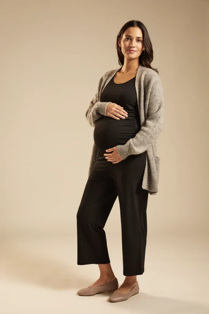 Maternity Jumpsuit with Cardigan