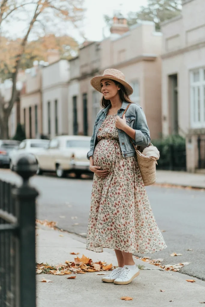 Maxi Dress with Denim Jacket