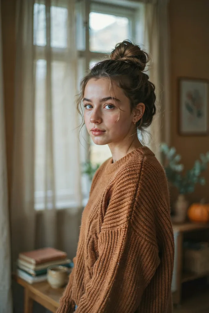 Messy Bun with Face-Framing Pieces
