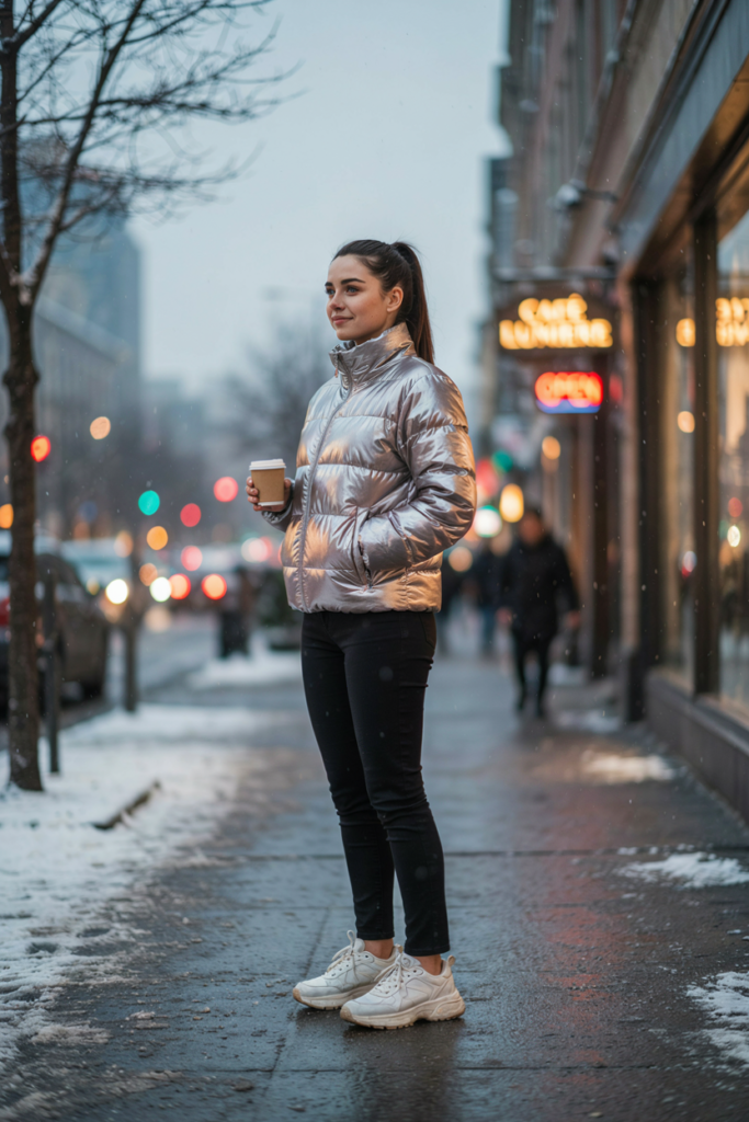 Metallic Puffer Jacket