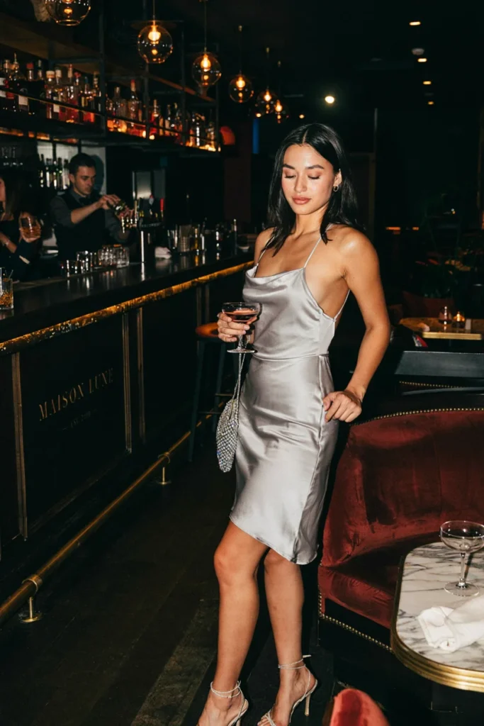 Metallic Slip Dress for Shimmering Evening Glamour