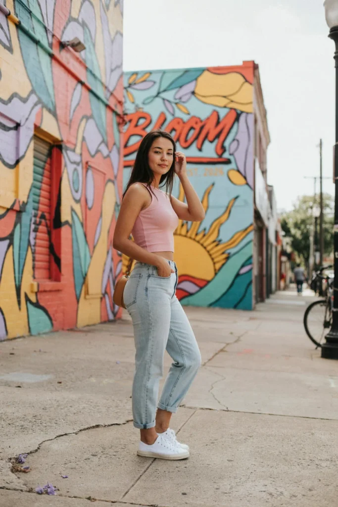 Mom Jeans with Crop Top