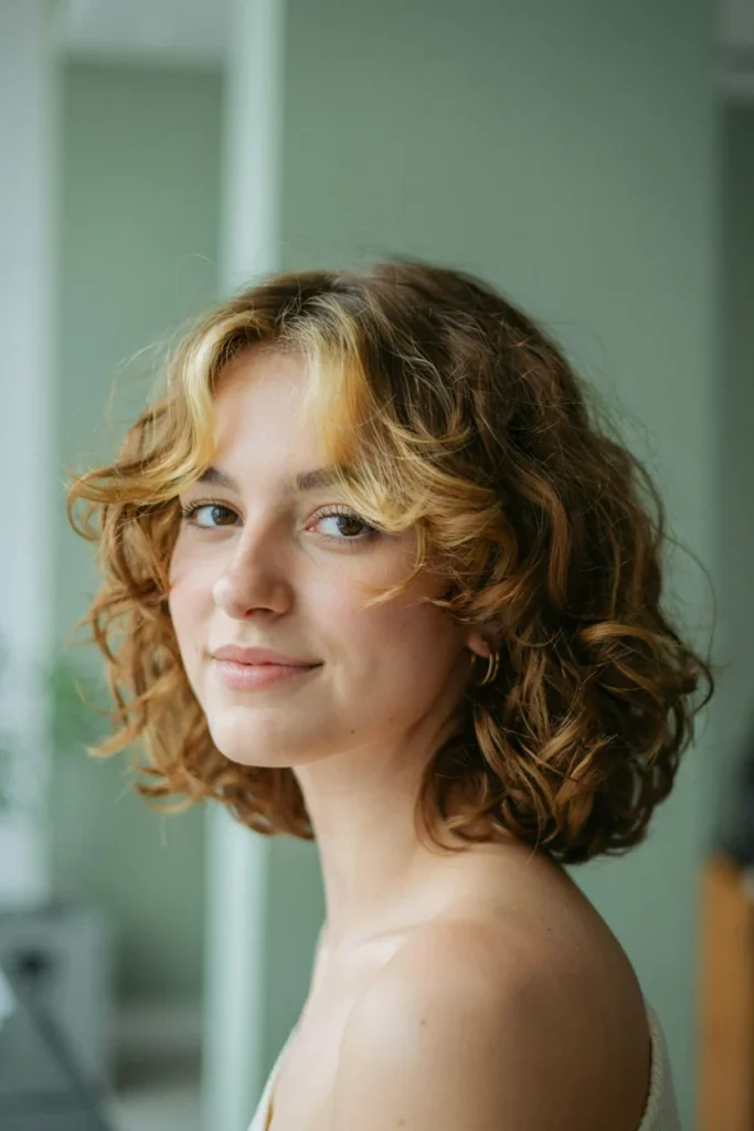 Money Piece Halo on Curly Hair