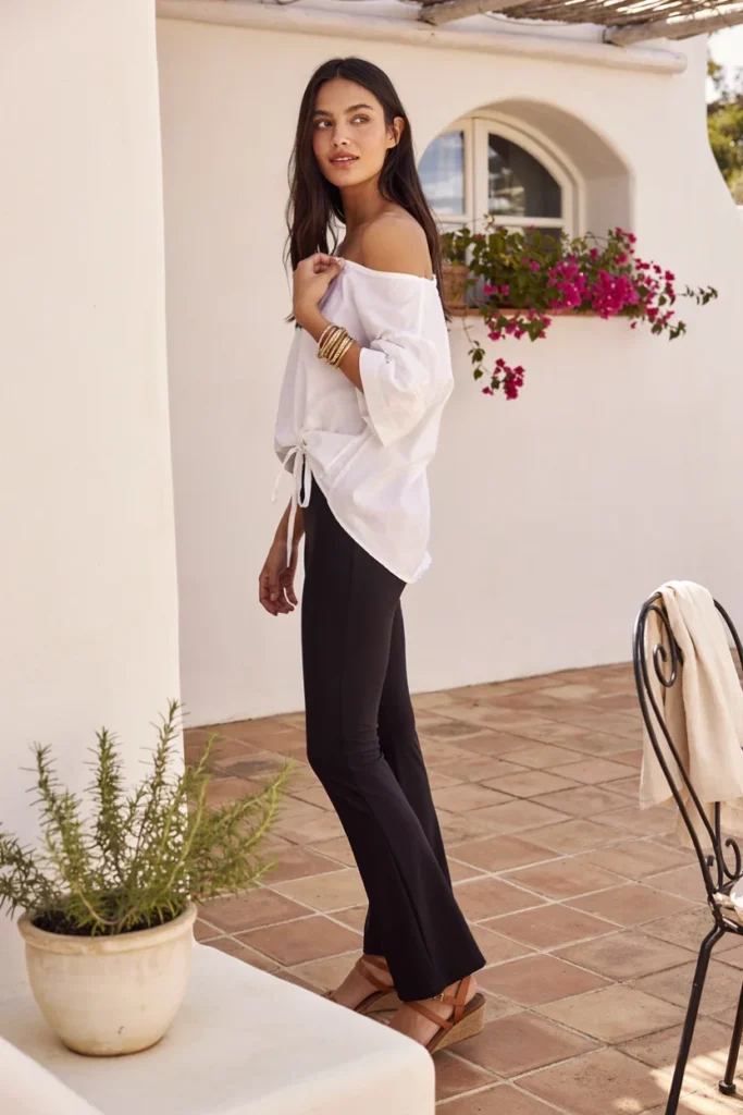 Off-Shoulder Top with Flared Leggings