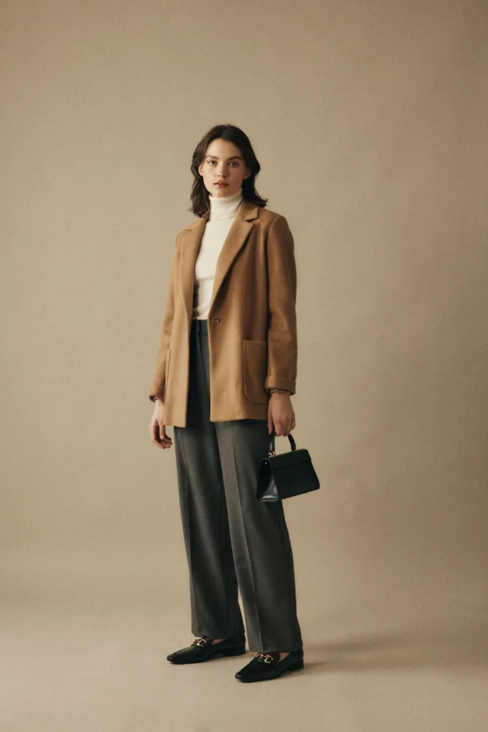 Oversized Blazer Over Turtleneck