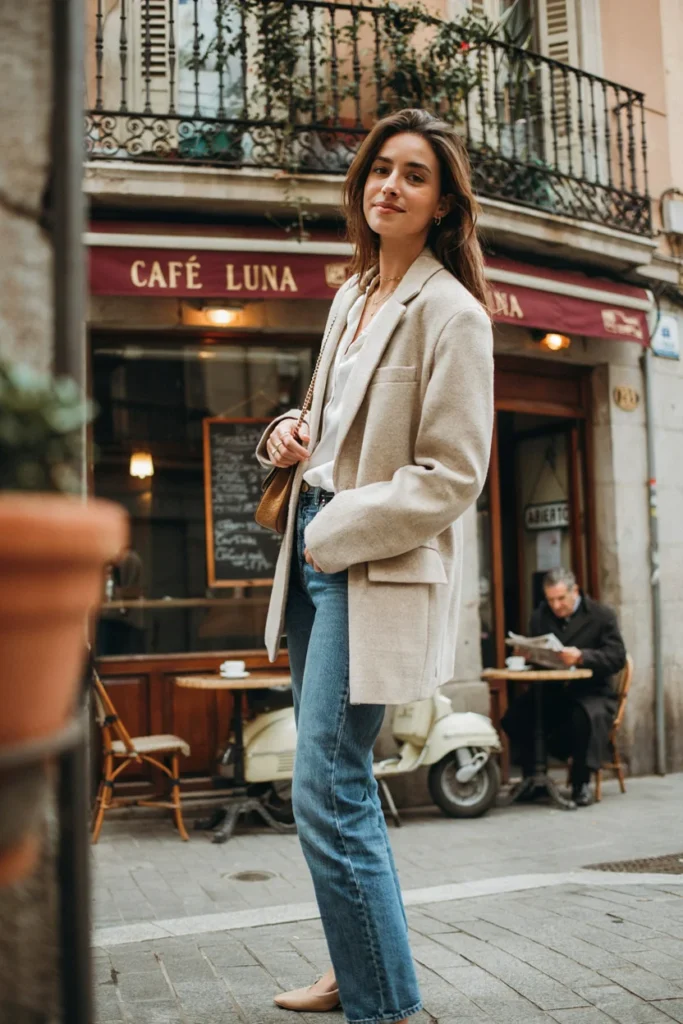  Oversized Blazer and Jeans for Effortless Madrid Style