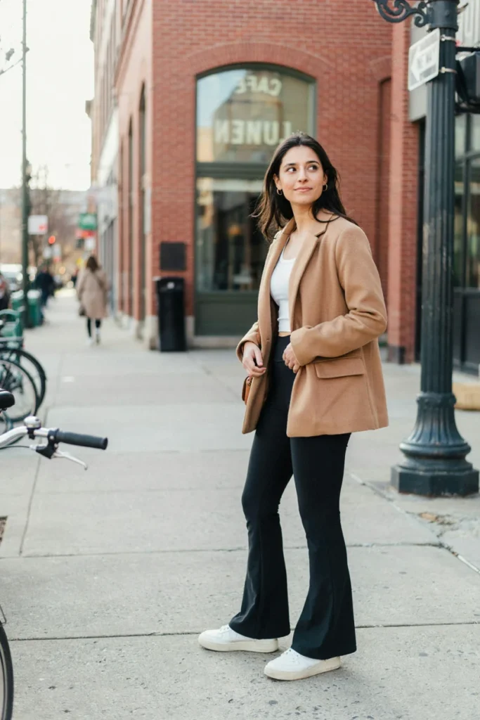 Oversized Blazer with Flared Leggings