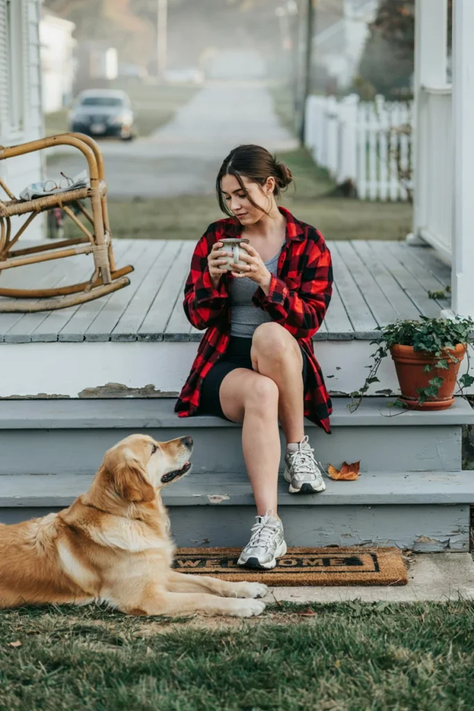  Oversized Flannel and Bike Shorts for Trendy Casual Wear