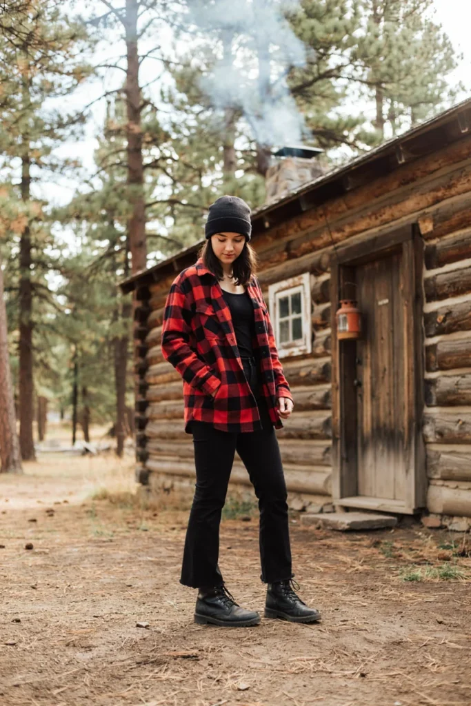 Oversized Flannel with Flared Leggings