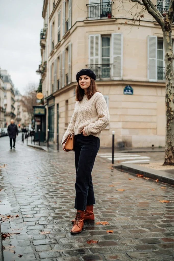 Oversized Sweater with Beret and Boots