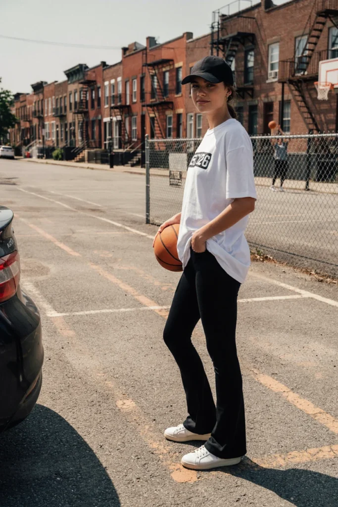Oversized T-Shirt with Flared Leggings