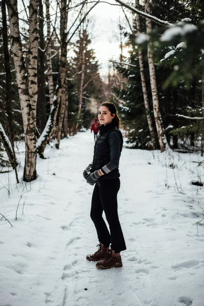 Puffer Vest and Flared Leggings