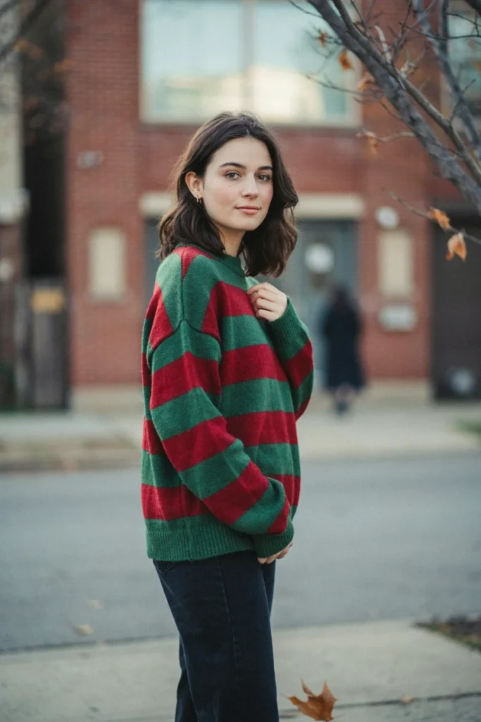 Red and Green Striped Sweater