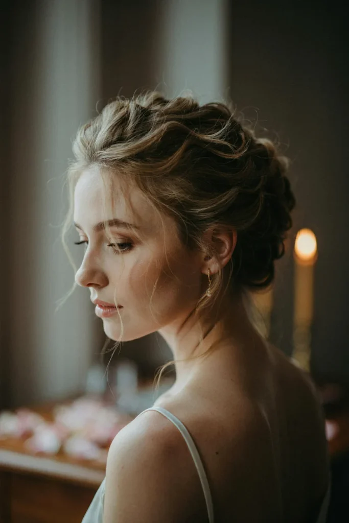 Romantic Updo with Loose Tendrils