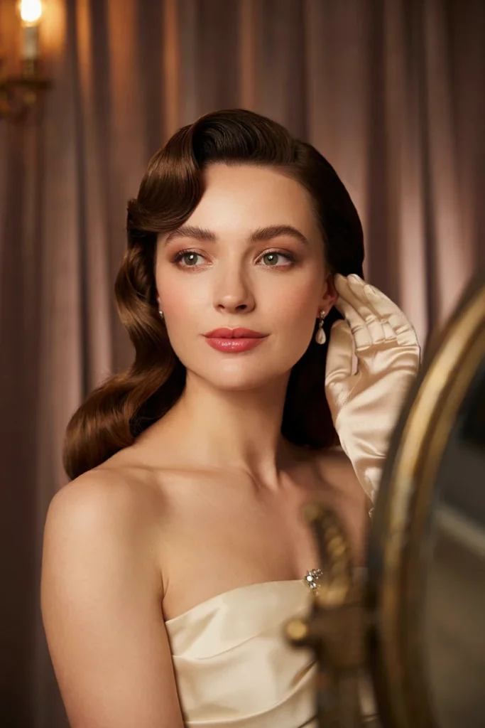 Side-Swept Curls for a Classic Movie Star Look