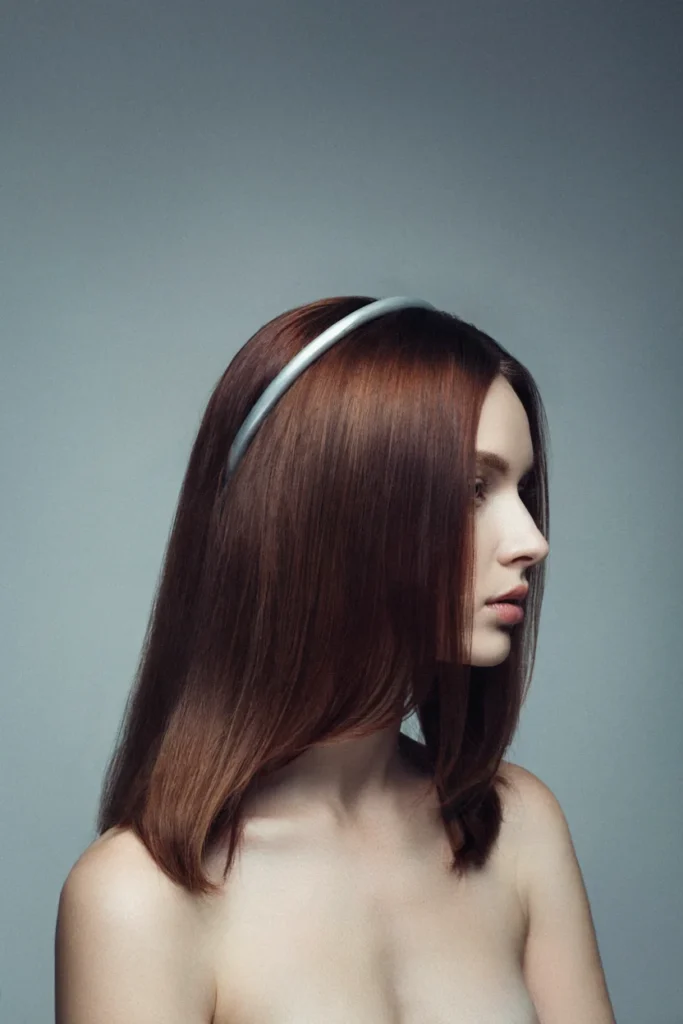 Silver Halo on Dark Auburn