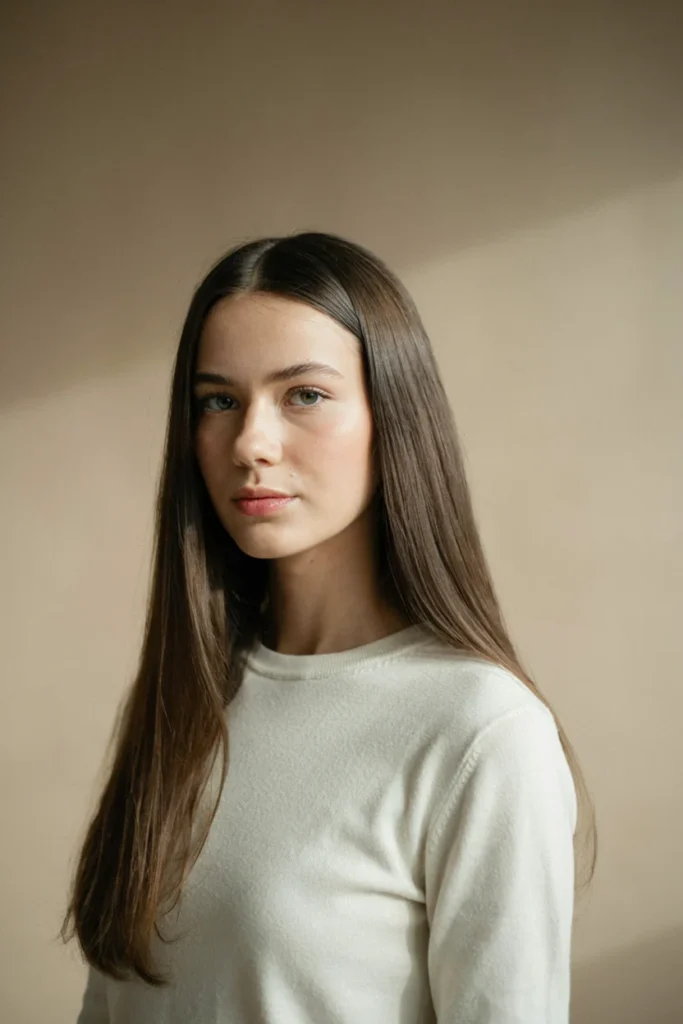 Simple Center-Part Straight Style