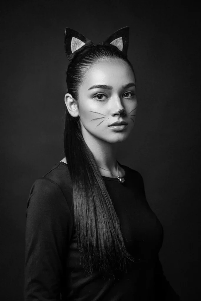 Sleek High Ponytail for a Cat Costume